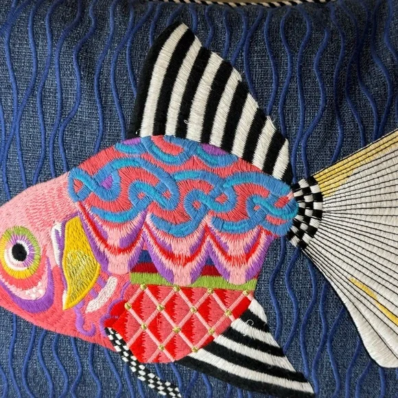 MacKenzie-Childs Fantasia Fish Outdoor Accent Pillow - Picture 9 of 11